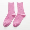 Chaussettes roses mi-mollet à rayures verticales en maille au style minimaliste épuré - Rose Sakura