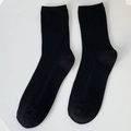 Schwarze Baumwollsocken mit vertikalem Rippenmuster, Retro-Wadenlänge für Damen mit Elasthan - Schwarz