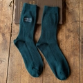 Calze uomo in cotone a coste verde scuro con etichetta logo ricamata - Taglia unica / verde scuro