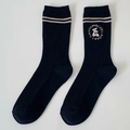 Calzini classici blu scuro a costine con simpatica toppa ricamata a forma di orso - Taglia unica / Nero