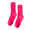 Chaussettes mi-hautes magenta vif en maille côtelée pour un look coréen tendance - Rouge Rose