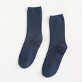 Chaussettes mi-hautes bleu marine en coton mélangé côtelé avec bords élastiques - Bleu Marine