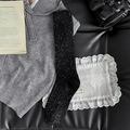 Retro schwarze Wollsocken mit Schneeflockenmuster und Rippstrick für Herbst und Winter - Einheitsgröße / Schwarz