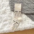 Calze in maglia Fair Isle beige con motivi di cigno e cuore in filato tweed - [Jacquard] Bianco Sporco