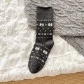 Calze Fair Isle grigio scuro con simpatico motivo orso polare e cuori rosa - [Jacquard] Grigio Scuro