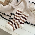 Calze a righe in finto cashmere da donna in caldi toni della terra autunnali - Righe Larghe e Spesse (1 Paio)