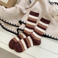 Calze a righe marroni stile Maillard in finto cashmere con trama a coste morbida - Righe Caffè Bianco (1 Paio)