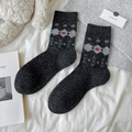 Retro-Wollsocken mit Rautenmuster in Dunkelgrau mit klassischen Winterstrickdetails - Dunkelgrau (1 Paar)