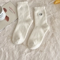 Chaussettes thermiques épaisses en peluche beige avec broderie chien mignonne - Taille unique / Dalmatien