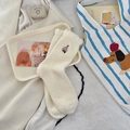 Cozy cream plush socks with cute puppy embroidery and wavy cuffs for winter warmth - Hat Dog (Hat Dog One Pair)