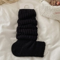 Scaldamuscoli neri in maglia spessa con trama a costine per stile invernale - Nero