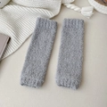 Winter thick coral fleece knee high warming socks in dark grey plush finish - Light Gray