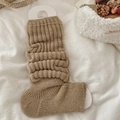 Thick khaki wool leg warmers with colorful dots in a cozy slouchy knit style - One Size / 1 Pair / Brown