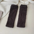 Plush coffee brown coral fleece leg warmers for winter warmth and home sleeping comfort - Dark Gray