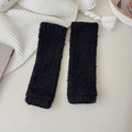 Winter thermal coral fleece knee pads in black, ultra-soft fluffy plush sleeping socks - Black