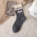 Calcetines de lana para invierno con diseño de perro blanco y lazos rojos en gris - Gris Oscuro (1 Par)