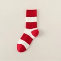 Calze invernali a righe rosse e bianche con classico motivo a maglia a treccia - 1 Paio / Strisce Larghe Rosse e Bianche