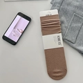 Calze di lana da donna marrone chiaro, design a coste di media lunghezza invernale - Taglia unica / Color Tè al Latte