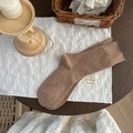 Calze in lana stile giapponese marrone chiaro con pois neri da donna per l'inverno - Taglia unica / Tè al Latte (1 Paio)
