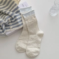 Calze a righe blu e bianche con etichetta a fiocco in maglia grigia mélange chic - Stile Etichetta Bordo Arrotolato / Etichetta Bordo Arrotolato - Grigio Chiaro