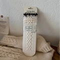 Calze in seta e lana beige con motivo a rombi e bordi a balze in stile vintage - Bianco Crema