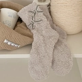 Graue Korallenfleece-Thermosocken mit süßen Doppelschleifen für warme Wintertage - Einheitsgröße / Grau