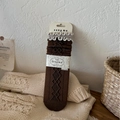 Brown wool silk knit socks with relief diamond pattern and white lace ruffle trim - 1 Pair Pack / Brown Coffee