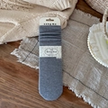 Mid-gray waffle knit silk wool crew socks with a casual slouchy cuff for winter - Light Gray