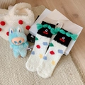 Calzini morbidi mostro divertente bianchi e neri con pois colorati e frange - Taglia unica / Motivo a Pois Colorati