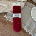 Red mulberry silk and wool crew socks with waffle texture and cozy ribbed cuffs - 1 Pair / Red