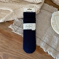 Dark blue silk wool thermal crew socks with premium waffle texture and branded packaging - 1 Pair / Navy Blue