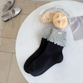 Calcetines de mujer bicolor negro y gris con volantes y etiqueta pequeña - Talla única / Negro