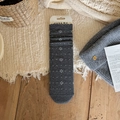 Dark gray knitted crew socks with white polka dots and delicate floral patterns - One Size / Gray Snowflake Floral (1 Pair)