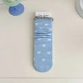 Chaussettes mi-hautes bleu clair style ballet avec nœuds blancs et bords volantés - Bleu