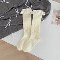 Beige Kniestrümpfe im Ballett-Stil mit süßem Spitzenbesatz und hohlem Rautenmuster - Beige