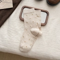 Beigefarbene Crew-Socken mit floralem Stickmuster aus weicher, gerippter Baumwollmischung - Einheitsgröße / Khaki 1 Paar