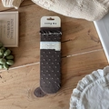 Calzini blu scuro in stile balletto con pois bianchi e polsini con volant sottili - Taglia unica / Marrone Caffè a Pois Beige