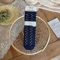 Calcetines de ballet azul oscuro con lunares blancos 3D y textura de algodón acanalado - Talla única / Azul marino