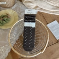 Dark coffee cotton socks with white polka dots and sweet wavy lace trim in packaging - One Size / Brown Coffee