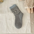 Vintage Fair Isle κάλτσες με σχέδια δαλματίας σε γκρι σκούρο και γαλάζιο για γυναίκες - Γκρι Σκύλος Δαλματίας (XM2506)