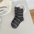Striped crew socks in dark grey and white colorway with ribbed cuffs for women - One Size / Dark Gray