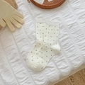 Calze bianco crema a pois color caffè con polsini a coste su tessuto a trama - Taglia unica / Bianco
