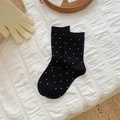 Calze a metà polpaccio nere da donna con pois bianchi e polsini a costine - Taglia unica / Nero
