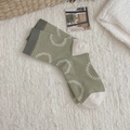 Calze olive con cerchi bianchi e polsini grigi a contrasto per uno stile casual - Taglia unica / Verde Erba