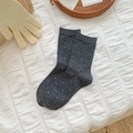 Calze grigio scuro a pois azzurri e set di guanti in maglia bianca coordinati - Taglia unica / grigio scuro