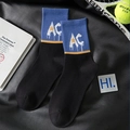 Calze sportive al polpaccio nere e blu con graffiti AC e motivo a stella gialla - Stile AC Nero Blu