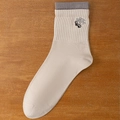 Calze sportive da uomo beige e grigio scuro con ricamo skateboard e polsini a coste - Cachi