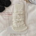 Scaldamuscoli a trecce color bianco crema con bordi a balze per un look invernale accogliente - Taglia unica / Bianco Sporco
