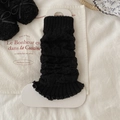 Scaldamuscoli neri in maglia intrecciata stile giapponese con bordi a conchiglia - Taglia unica / Nero