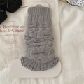Scaldamuscoli grigi in maglia a trecce con volant per un look vintage chic - Taglia unica / Grigio chiaro